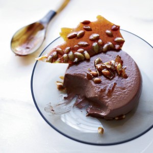 Chocolate Panna Cotta with Spiced Pepita Brittle